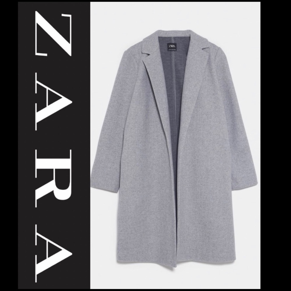 Zara grey coat with lapel collar Size M